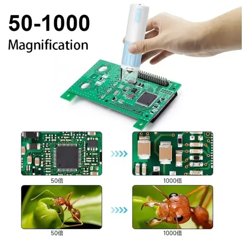 50x-1000x 배율 휴대용 WiFi 디지털 현미경 안드로이드 iOS PC와 호환되는 휴대용 무선 충전 HD 카메라