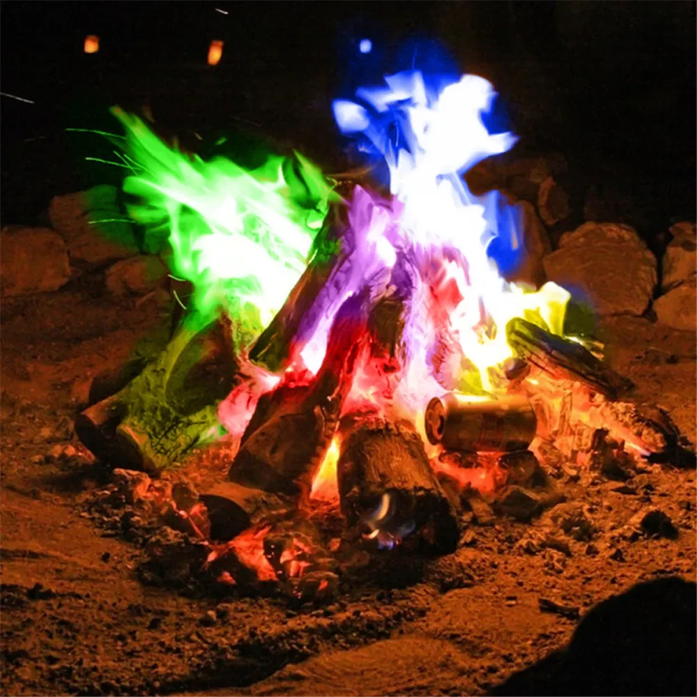 Bonfire plamen pudr tajemné iluzionismus oheň krb barva sachet pyrotechnika iluzionismus trik outdoorové kemping tramping přežití nářadí