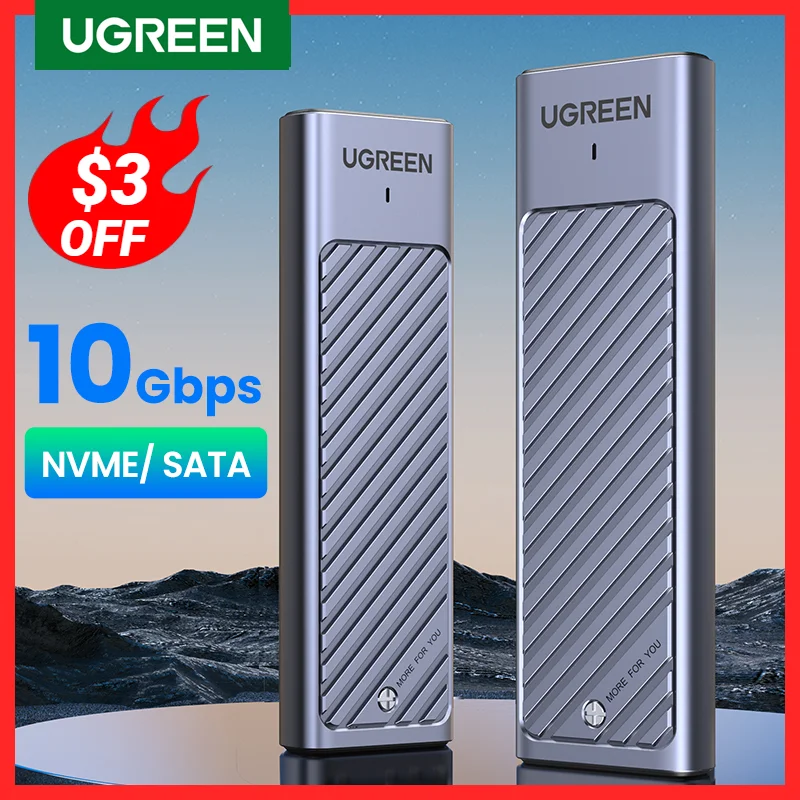 Ugreen m2 Ssd Case M.2 Nvme Ssd Ssd Gabinete Adaptador 10gbps Usb 3.2 Gen2 Usb c Externo Gabinete Suporta m e b & m Chaves