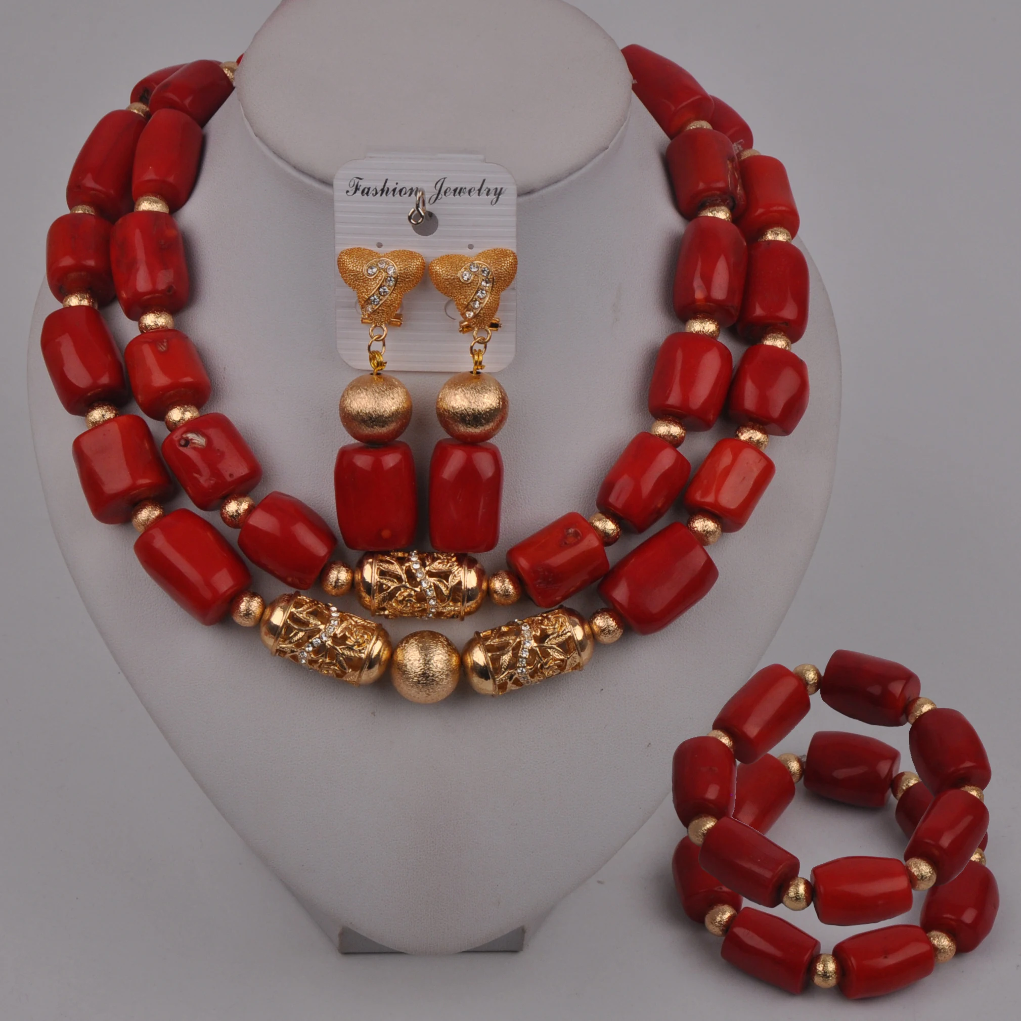 

Red African Coral Necklace Nigerian Wedding Bride Jewelry Set