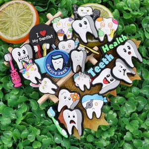 Hot Sales 1-24Pcs Teeth Health I Love My Dentist Sandals Croc Jibz Charm Decorations Kids Shoe Buckle Holiday Present