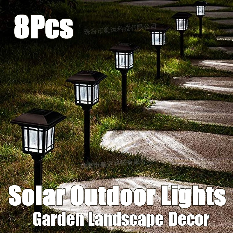 8Pcs LED Solar Path Light Powered Garden Outdoor Bright Yard Waterproof Villa Landscape Lawn Pathway Walkway Driveway Decor Lamp 8pcs led dark mounted ultra thin downlight ac100v 240v 6w 24w super bright warm white light suitable for kitchen study