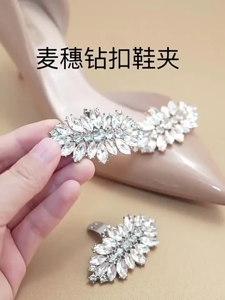 2 Clips à Chaussures Décoratifs Femme – Cristal Transparent Brillant, Pour Escarpins & Mariage