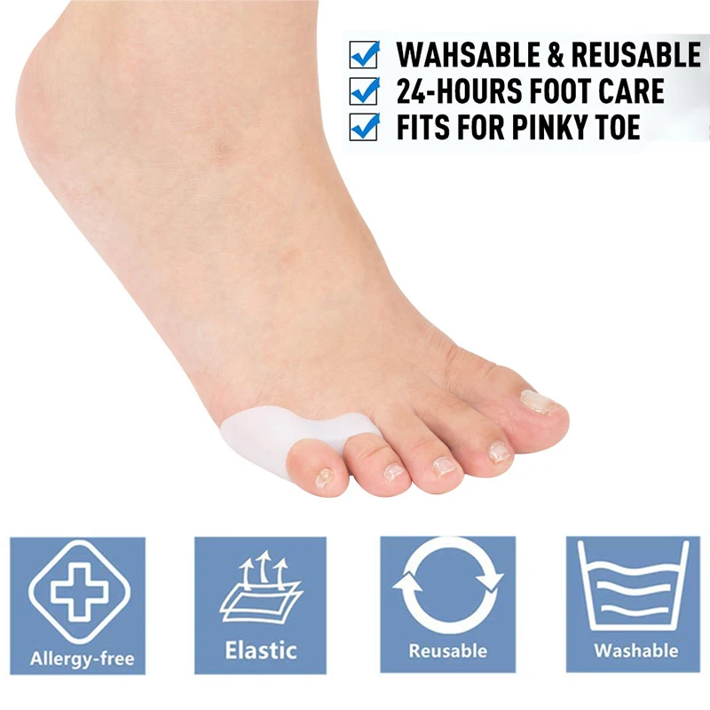 Pexmen 2Pcs Pinky Toe Separator Tailors Bunion Pads Little Toe Spacer for Overlapping Toe Calluses Blister Relieve Foot Pain