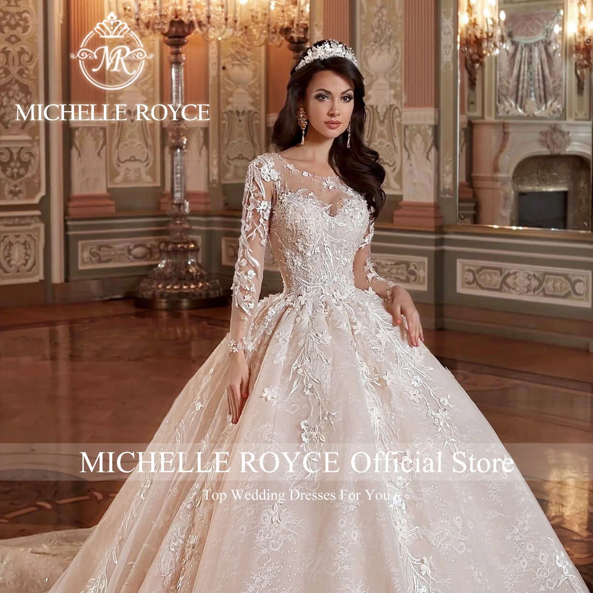 Michelle Royce Luxury Ball Gown Wedding Dresses For Women 2023 Bride Sweetheart Beading Sequined Wedding Gown Vestidos De Novia