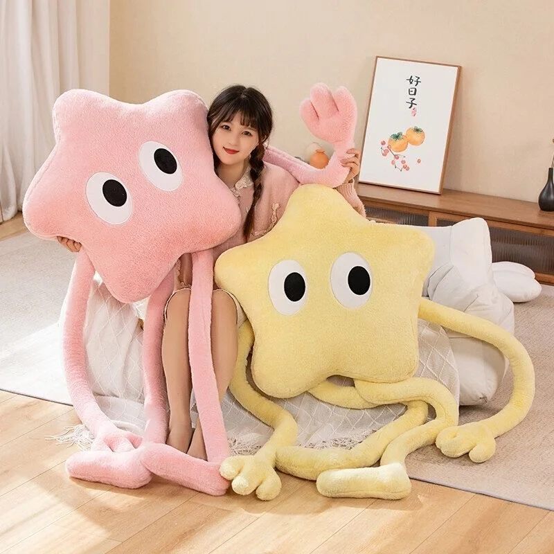 Funny Giant Long Legs Pentagono Stars Strip Throw Pillow Kawaii Pink Cherry Blossom Peluche Poggiatesta Cuscino Ornamenti Fotografici