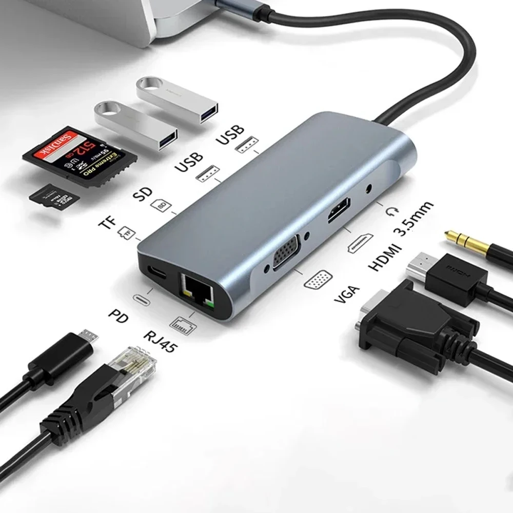 

Док-станция 9 в 1, USB Type C на HDTV