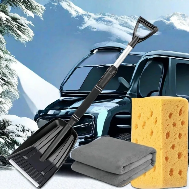 Snow Shovel Multifunctional with Ergonomic Handle Aluminium Alloy PP Portable