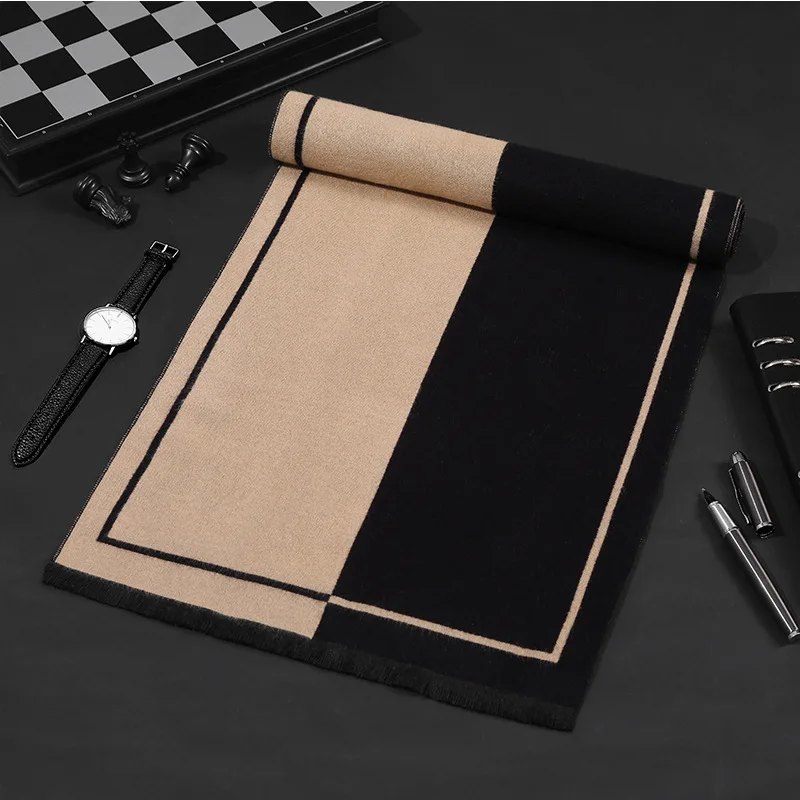 Cashmere Scarf Classic Brand Scarf Men Cashmere Winter Warm Scarves Vintage Shawl Long Wrap Luxury Designer Scarf for Male Gifts