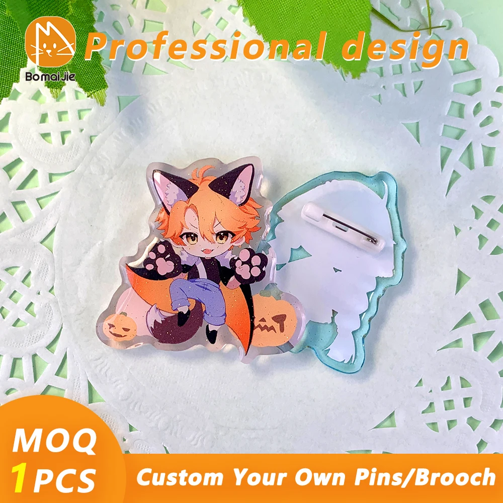 

Custom Acrylic Pins Personalizado Brooch customized Logo Company Anime Clothing Bags Badges for women fathers day gifts