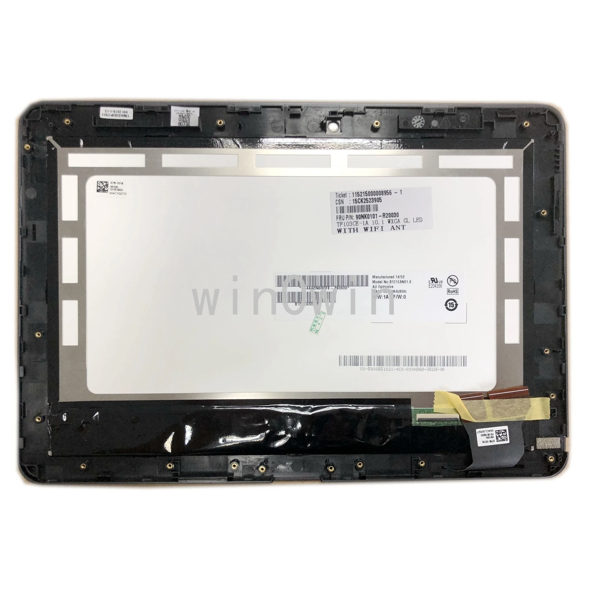 

Кодирующий преобразователь сенсорного экрана в сборе LCD LED B101EAN01.6 с рамкой для черного планшета ASUS Tranformer Pad TF103CE 076-1018