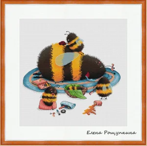 Bee sleeping 43-39 embroidery kits, cross stitch kits,cotton frabric DIY homefun embroidery needle work