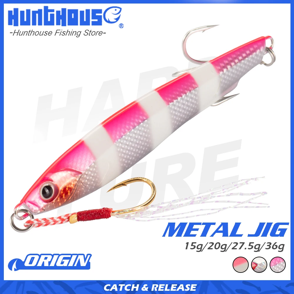 Hunthouse Metall-Jig, blendender Köder, langsames Guss, sinkendes Jigging, harter Köder, Löffel, drehend, 15/20/27,5/36 g, Trolling, Wolfsbarsch, Forellenfisch