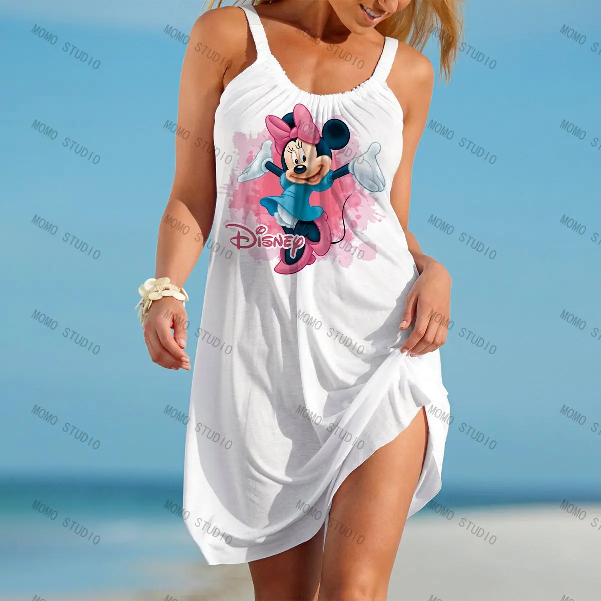 Платье женское пляжное свободного покроя, с принтом Минни Маус