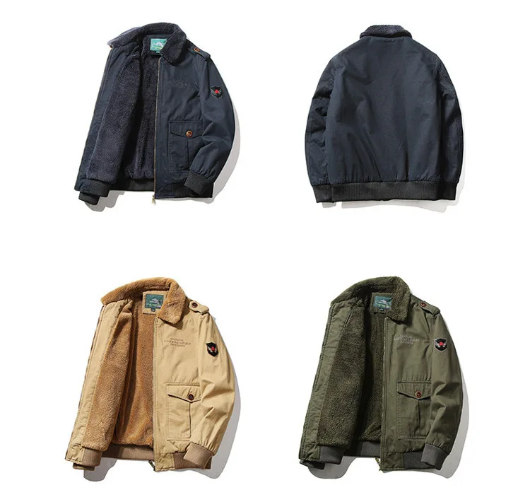

Trendy Casual Coat Simple Fashion Men's 2022 Fall/Winter Cotton Washed Plus Lamb Fleece Jacket Men's Jacket