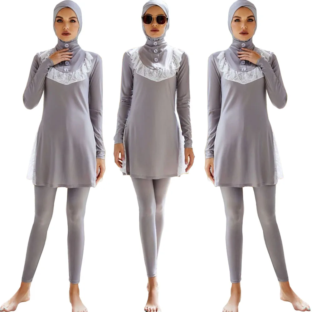 Costumi Da Bagno Musulmani Burkini Costume Da Bagno Islamico Costumi Da Bagno Costumi Da Bagno Modesti Costumi Da Bagno Solidi 3 Pezzi Costumi Da Bagn