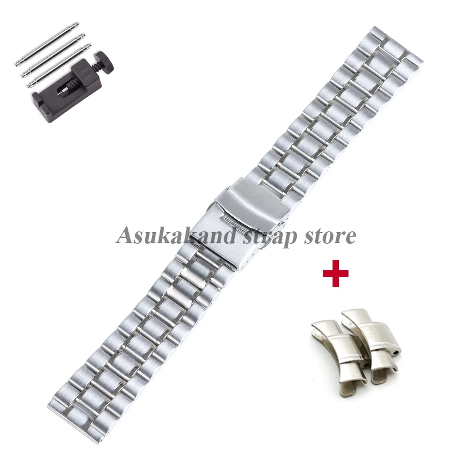 Stainless Steel Watch Strap with Folding Buckle – Universal Replacement Band