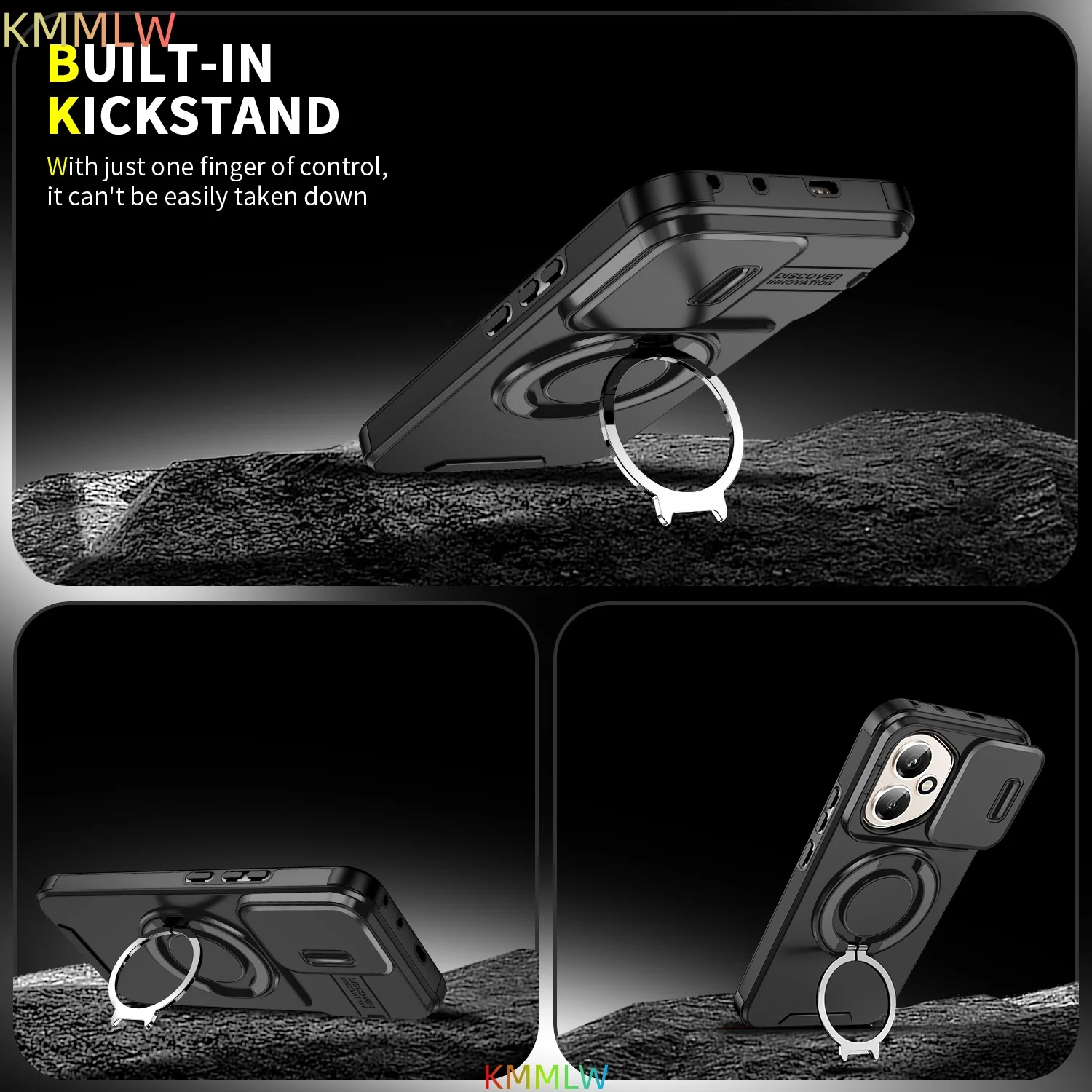 Enhanced Magnetic Stand Phone Case with Slide Camera Protection - Compatible with Honor 400 Lite/Pro