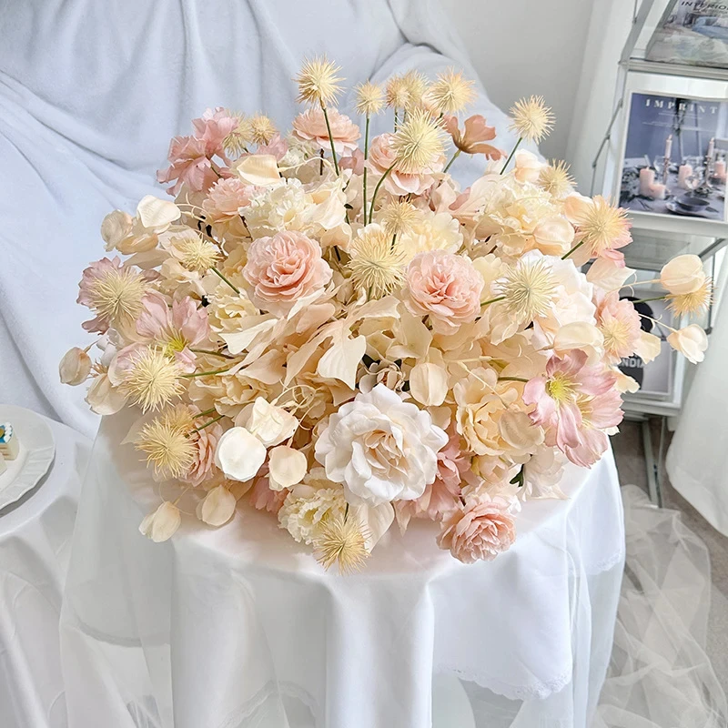 Nuptio Bouquet Palline Fiori 2 Pezzi 40cm Diametro Bianco Fiori Finti Palline di Rose per Centrotavola Tavoli - Grandi Composizioni Rose Artificiali Bouquet Fiori per Decorazioni di Nozze