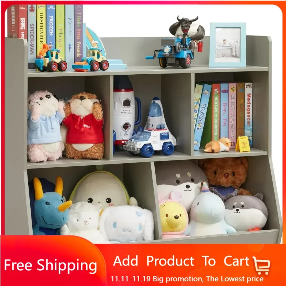 Toy Storage Organizer with Bookshelf, 5-Cubby Children's Toy Shelf, Storage Cabinet, Suitable for Children's Room, Playroom