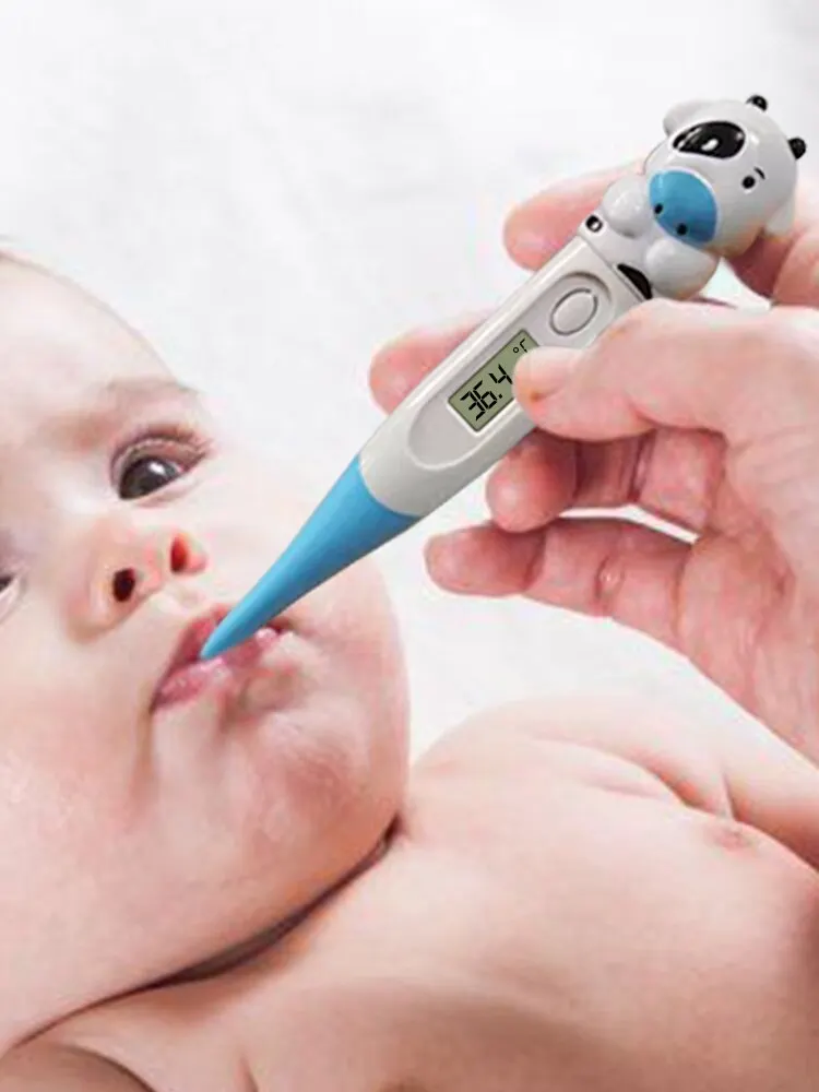 Digital Thermometer 1pc Baby Cartoon Oral Armpit Flexible Tip Waterproof Cute Design Frog Cow Rabbit Bear Duck Rabbit Panda Cow