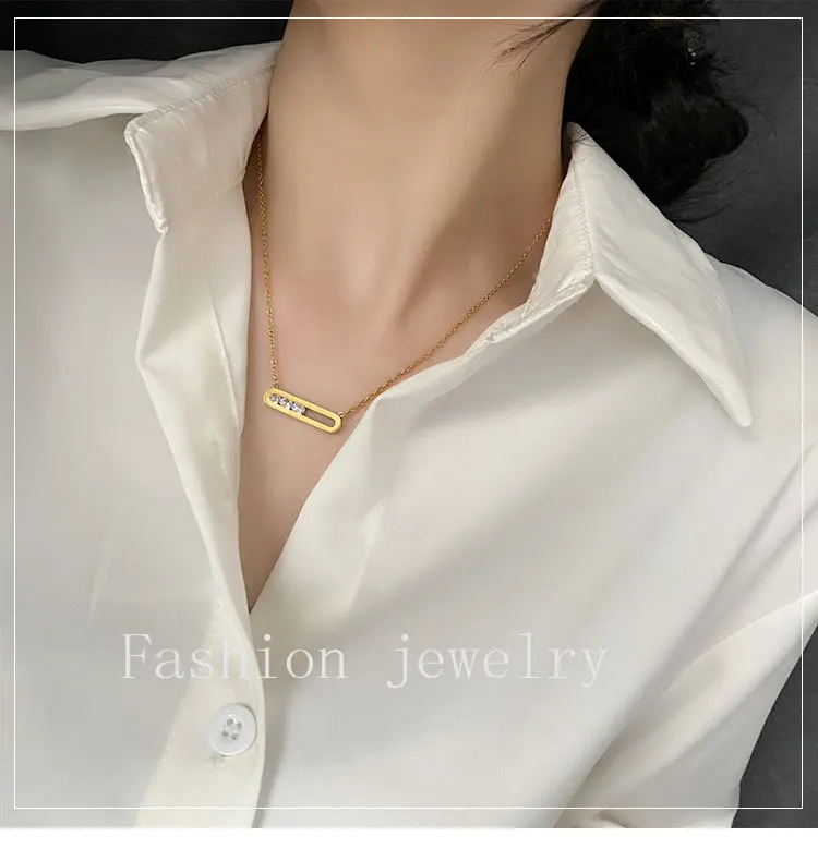 Modern Crystal Bar Pendant Necklace undefined
