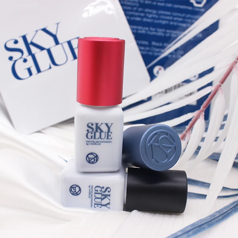 1 Bottle SKY Glue for Eyelash Extensions 5ml Original Sky S+ Black Red Blue Cap False Lash Glue Sky TD Transparent Glue Supplier 6