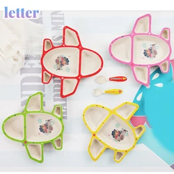 Zk40 1 conjunto de aeronaves cerâmica bebê aprender pratos comida para bebê jantar pratos paletes + garfo colher utensílios de mesa do bebê
