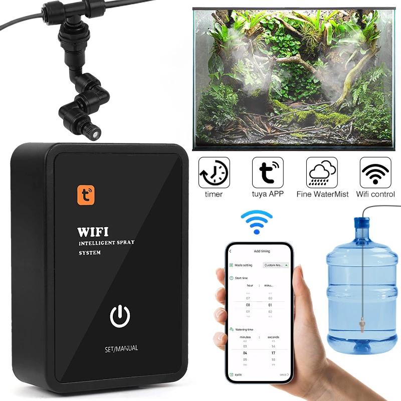 

Intelligent Reptile Spray Humidifier Reptile Humidifiers WiFi APP Automatic Mist Rainforest Timing Spray System Irrigation Timer