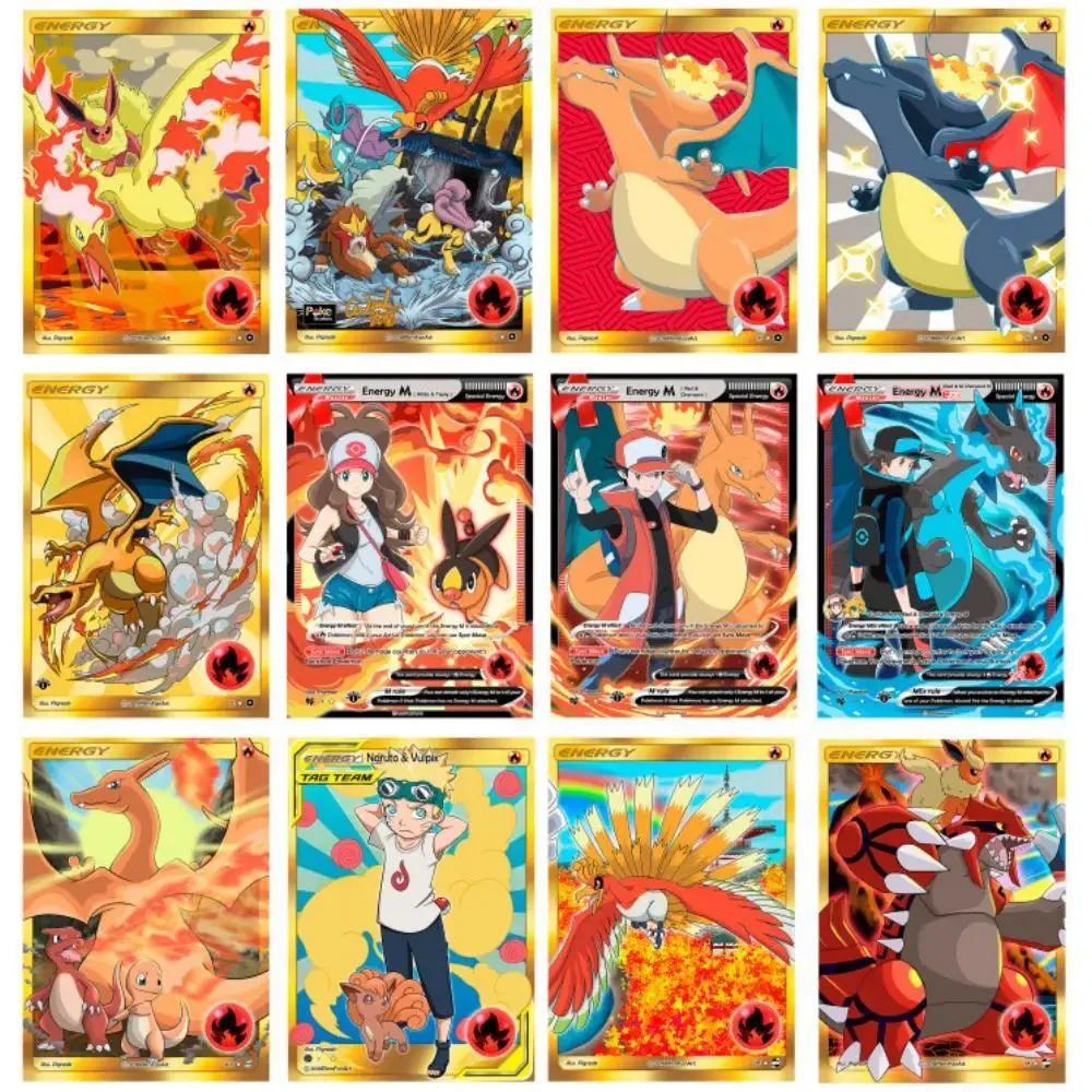 

Pokemon English Version Ptcg Diy Self Made Single Flat Card Charizard Flareon Cartoon Game Anime Collection Cards Gifts Toys