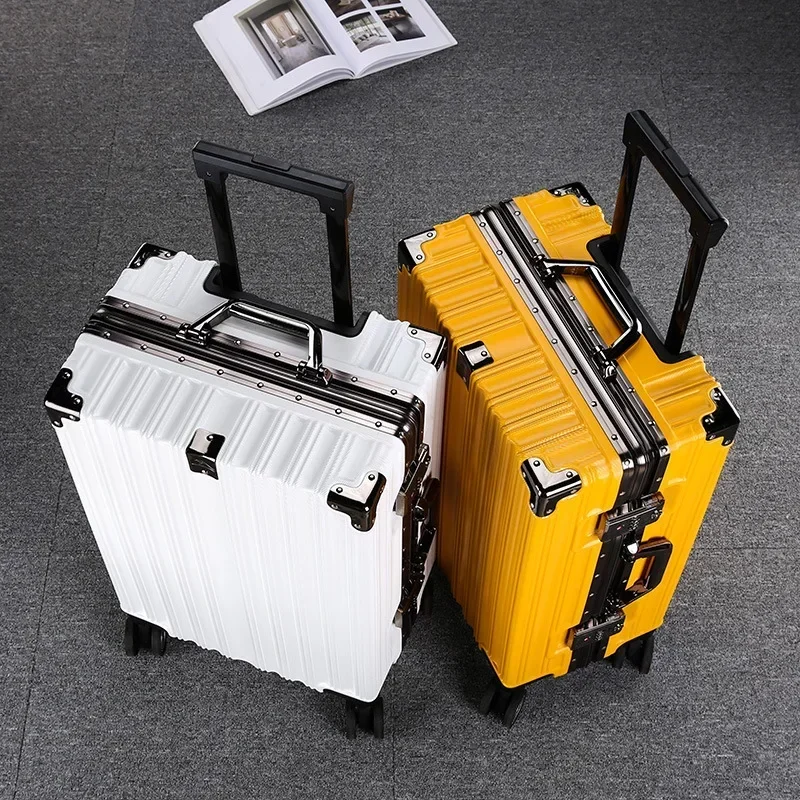 Trolley Luggage 20 24 26 28 inch Aluminum Frame Rolling Luggage Case Travel Suitcase on Wheels Combination Lock Carry on travel bag pull bar suitcase