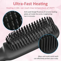 Hair Straightener Brush Comb Electric Hair Brushes Hot Comb Straightener For Hair Anti-scalding Ceramic Beard Straightener Brush 3
