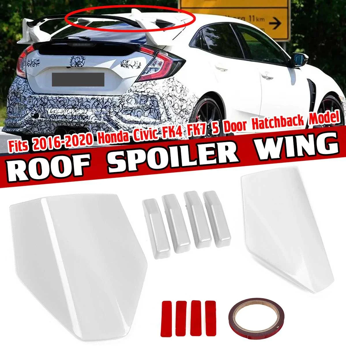 

New Car Rear Roof Spoiler Wing Spoiler Cover For Honda For Civic FK4 FK7 5Dr Hatchback 2016 2017 2018 2019 2020 Spoiler Body Kit