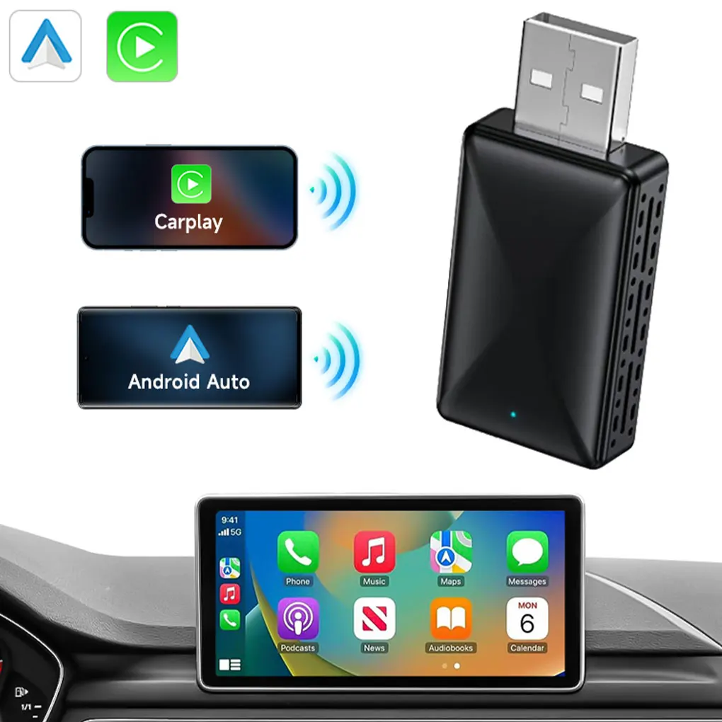 

2 в 1 беспроводной адаптер Carplay Android Авто умный USB-ключ Plug and Play для Havel Kia Volvo Audi VW Hyundai Jeep