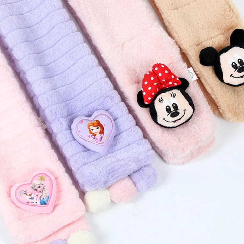 Disney Frozen Series Scarf Women Cute Elsa Keep Warm Scarf Girls All-match Plush Soft Cartoon Neckerchief Kids Winter Party Gift