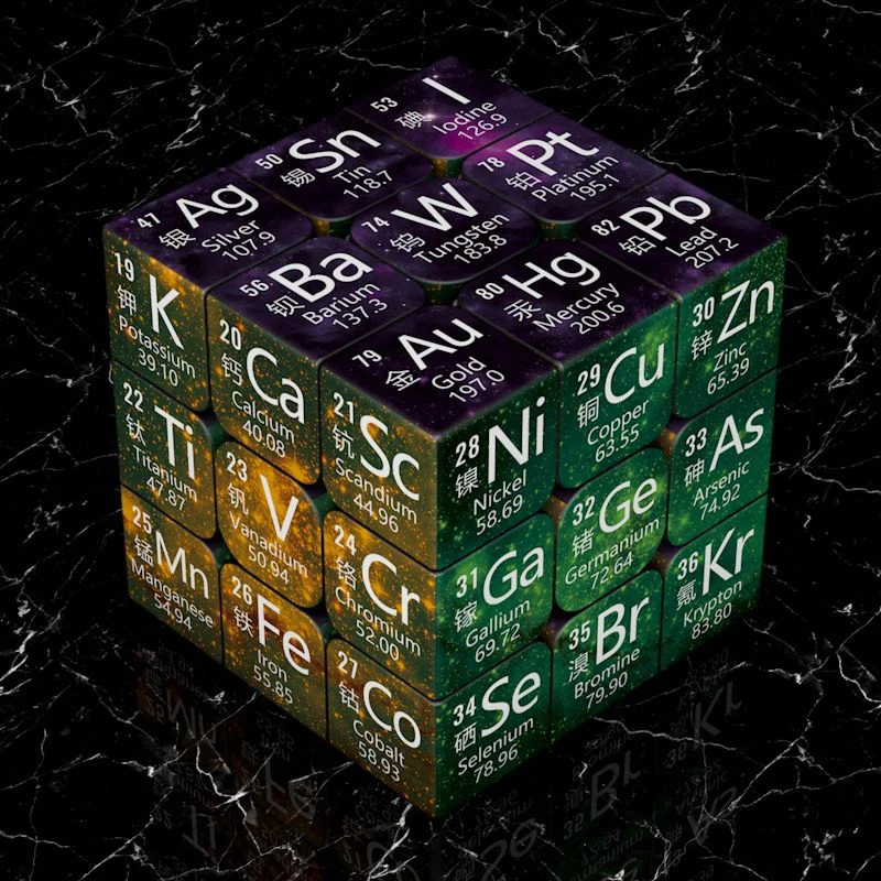 3x3x3 Magic Cube Puzzle Chemical Periodic Table Physics Kids Educational Toy