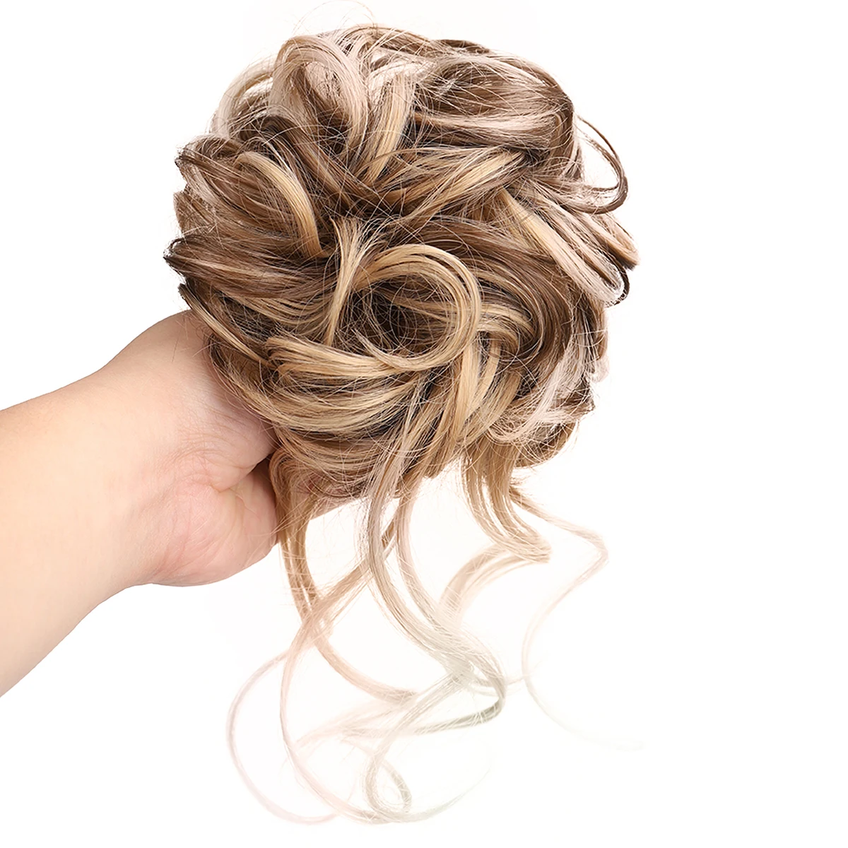 Girls Claw Clip-on Hair Chignons Hairpiece Curly Heat Resistant Womens Bun Wigs