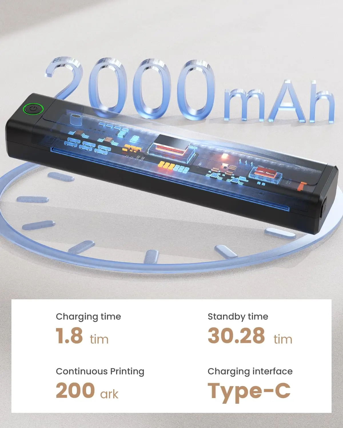 NEWYES 휴대용 무선 감열 프린터 잉크리스 프린터 비즈니스 여행 가정 교육용