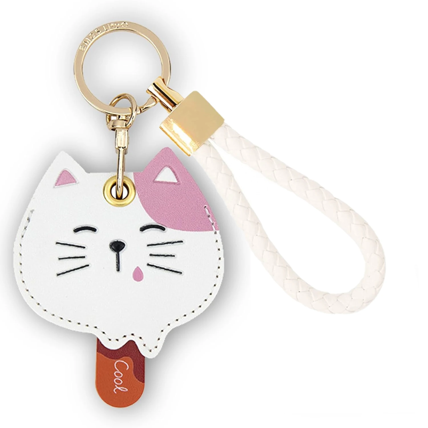 Premium Leather Keychain with Braided Rope - Protective Cover and Anti-Scratch Design