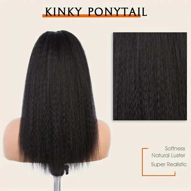 Claw Clip Ponytail Extensions Kinky Straight Human Hair Clip In Pony Tails Yaki Hair Extensions 10"-30: Inch Real Remy Human Hair Extensions