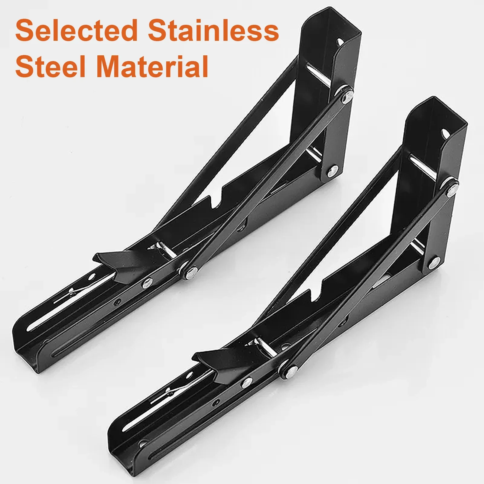 Folding Shelf Brackets Heavy Duty Stainless Steel Wall Mounted Collapsible Furniture Space Saving for Garage Workstation 2pc folding shelf bracket shelf bracket