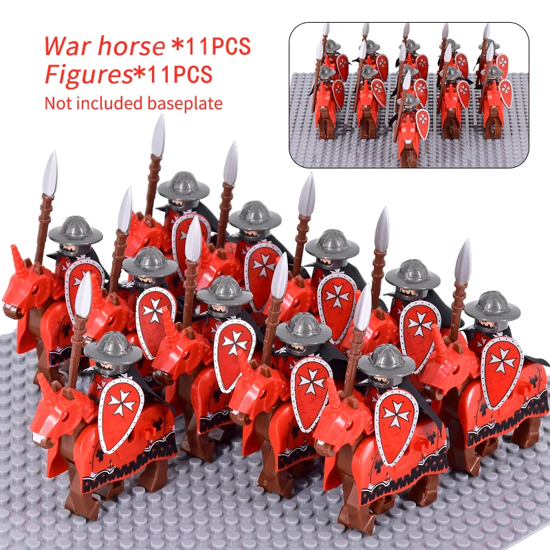 Medieval Military Sets Cavalry Figures Building Blocks Soldier Spartan Warrior Knights Roman Weapons Accessories Toys for kids 4