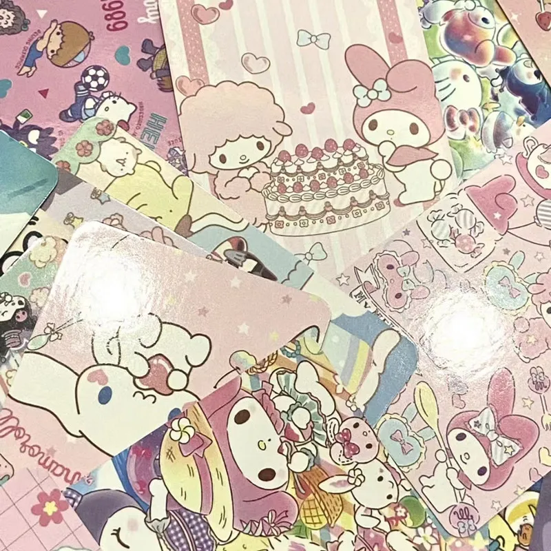 50Pcs/Box Sanrio Cards Kawaii Hello Kitty Kuromi Melody Cinnamoroll Pochacco Card Collection For Kids Girls Birthday Gifts Toys