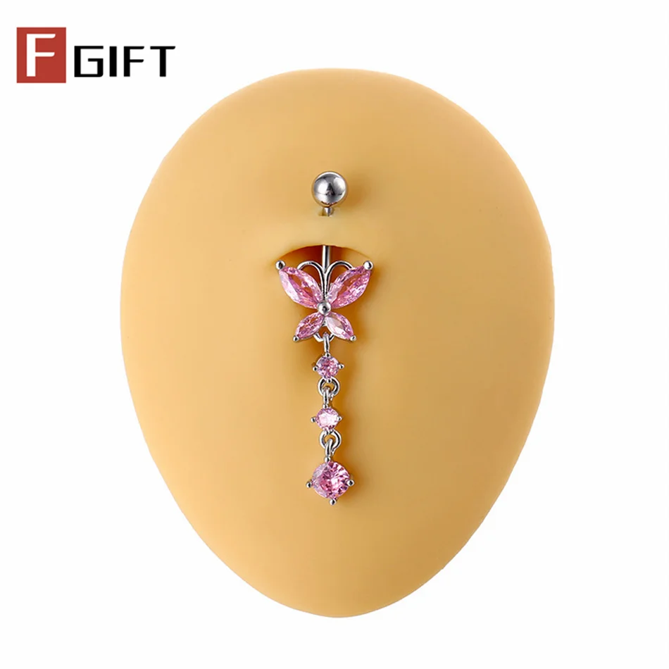 14G Titanium Bar Belly Button Rings Dangle CZ Charms 6mm 16mm Curved Barbell Navel Piercing Jewelry for Women Body Accessories 4