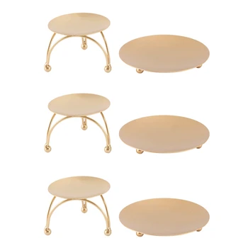 캔들 거치대, 6 다리미 기둥 양초 거치대 세트, 장식 골드 다리미 플레이트, 결혼식 파티 축제용 양초 거치대