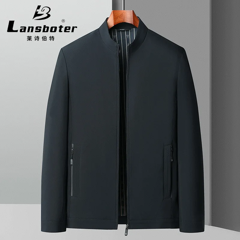 

Spring And Autumn New Style Non-iron Men's Stand-neck Jacket Solid Color With Zipper Thin Middle-aged Dad Fashion