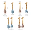 2PCS Baby Bamboo Fork Silicone Wooden Baby Feeding Spoon Toddlers Infant Feeding Accessories Organic BPA Free Food Grade Gift 6