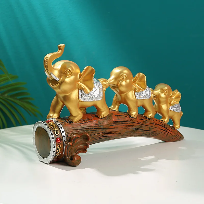 

New Elephant Statue Ornament Resin Model Crafts Living Room Wine Cabinet Office Desktop Decoration Sculpture Home Decoration