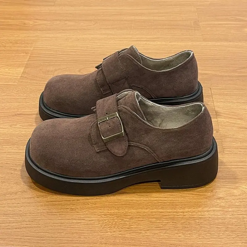 Fashion British Style Slip On Shoes For Women Round Toe Casual Female Sneakers Flats Shallow Mouth Autumn Oxfords Clogs Platform