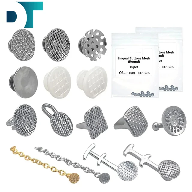 10pcs/bag Orthodontics Lingual Buttons Hook Metal Clear Ceramic Material Composite Bbotones Ortodoncia Dental Materials